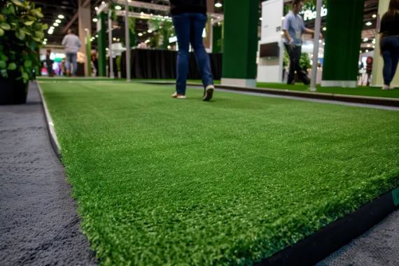 Synthetic turf in a conference